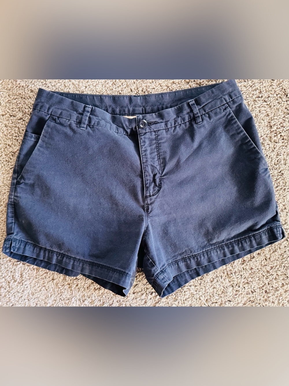 Patagonia Women’s Navy Flat Front Organic Cotton Chino Shorts 4” Inseam Size 10
